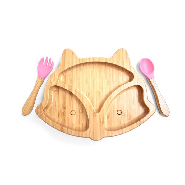 Set diversificare bambus model vulpe, bebelusi si copii 6+ luni