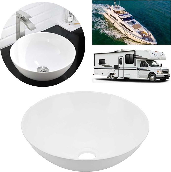 Голяма модерна акрилна мивка за баня за каравани, кемпери, яхти, бани