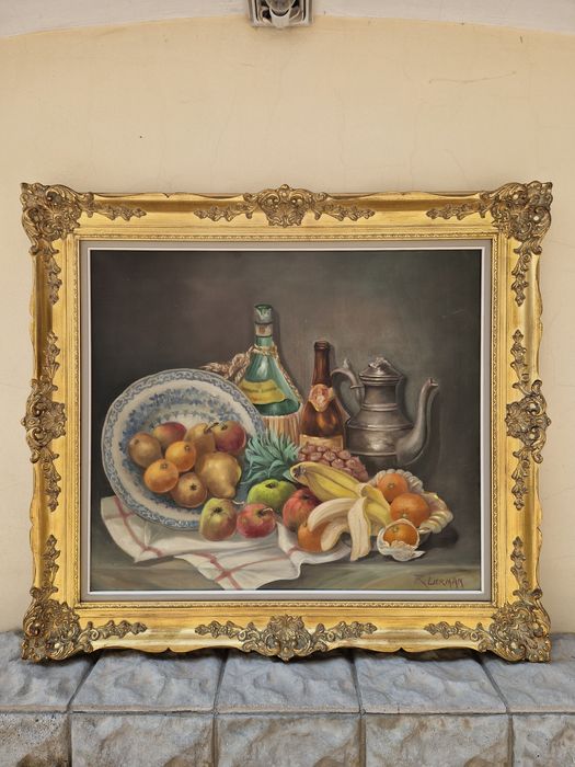 Превъзходна антикварна белгийска авторска картина масло върху платно