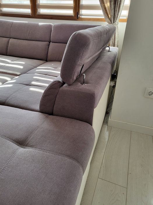 Немски Ъглов сив диван Cotta с ракла и функция сън