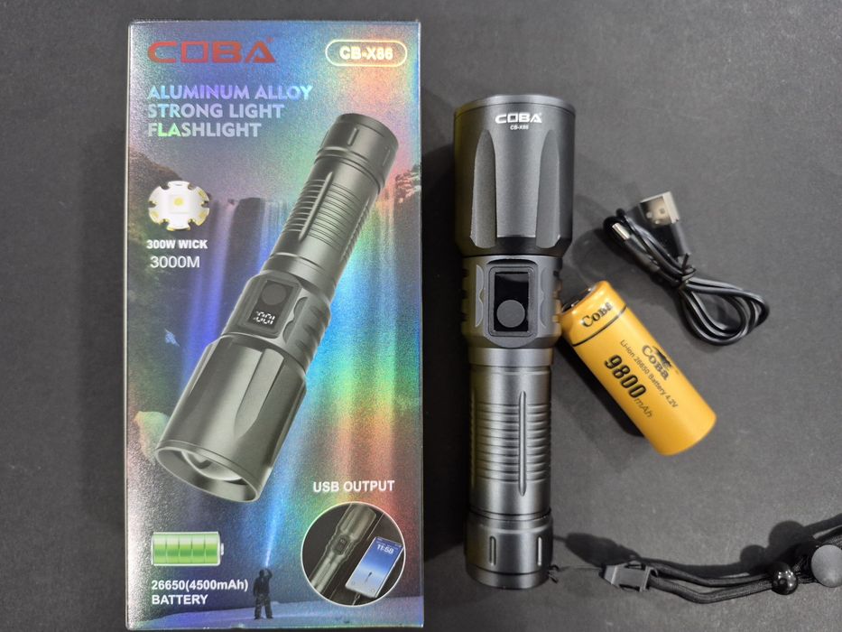 Мощен алуминиев LED фенер 3000m, COBA CB-Х86