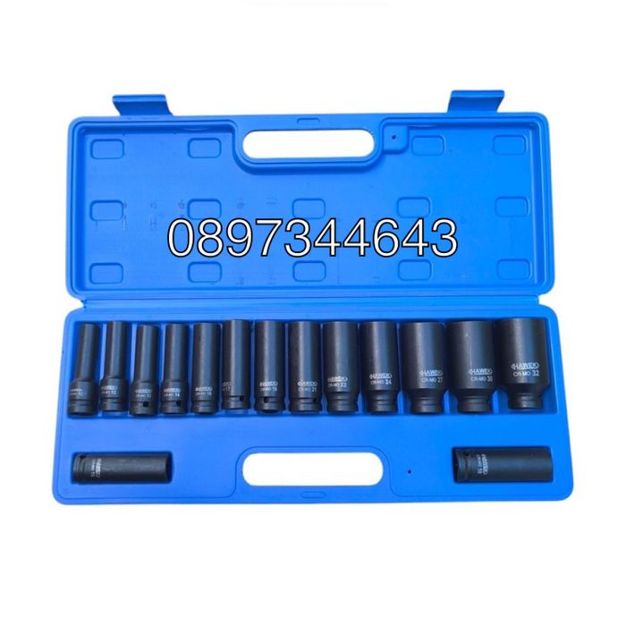 Ударни вложки 1/2″ удължени 6-стен 12-стенни (10-32 мм) 15 части HAWEK