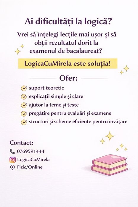 Meditatii BAC LOGICĂ, 60 lei, reducere daca mai vii cu un prieten