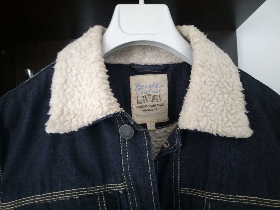 Geacă Denim Bershka Couture cu Blăniță Sherpa – Mărimea L