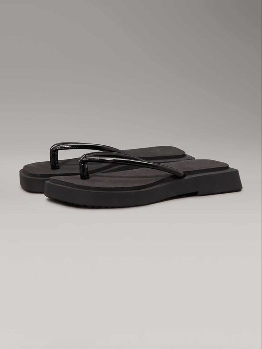 Дамски джапанки Calvin Klein SQ LOW WEDGE SANDAL STITCH
