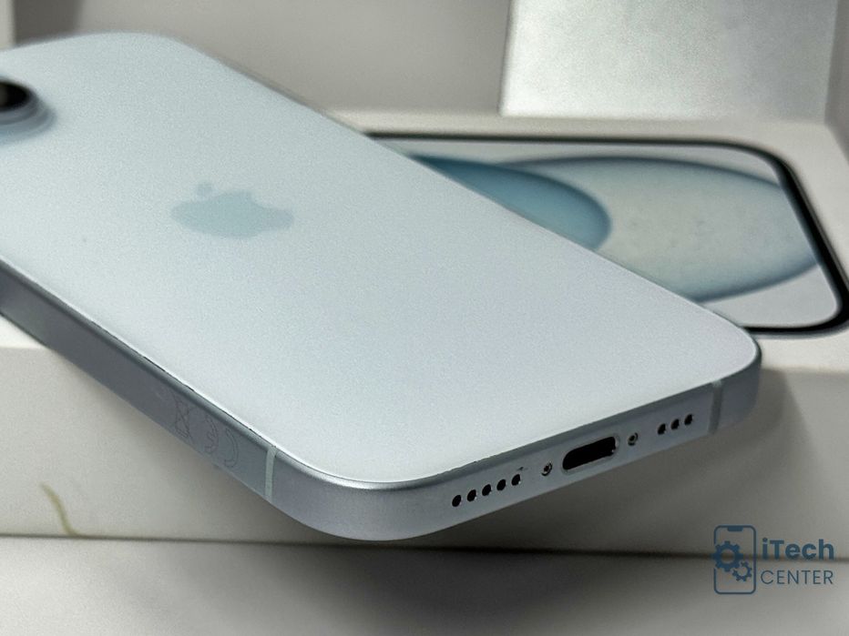 iPhone 15, 128GB, Blue, 100% батерия, КАТО НОВ, 2г. ГАРАНЦИЯ!