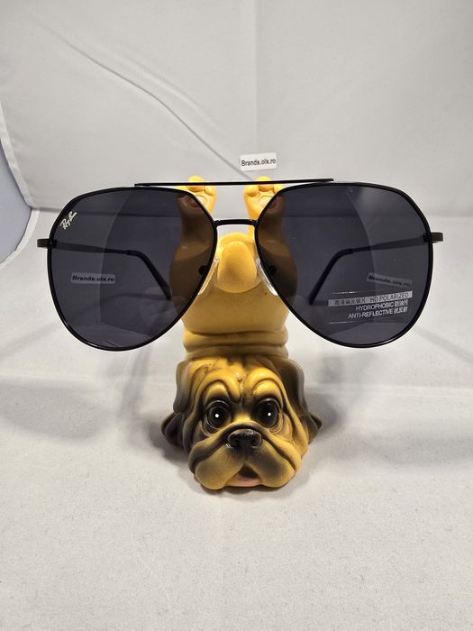 Promotie - Ochelari de soare Ray-Ban Aviator, lentile negre polarizate antireflex, rama neagra pilot shaped