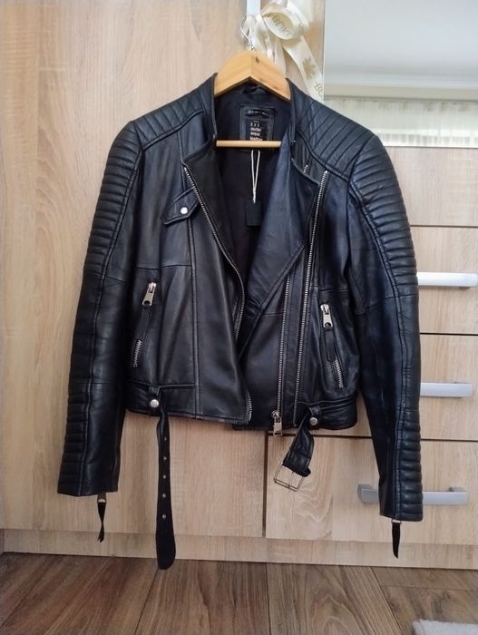 Geaca Piele Naturala Biker Zara Marime M