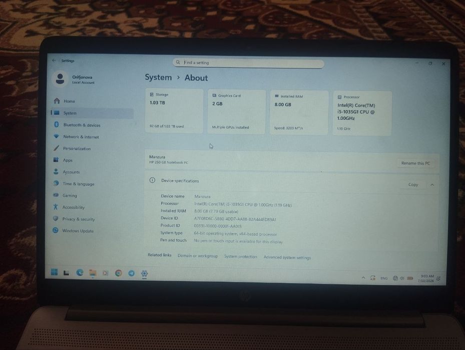 Novtbook Core I5 HP