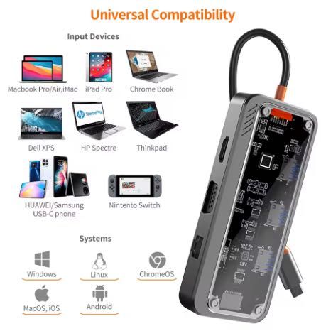 10-в-1 USB-C хъб / докинг станция 10-in-1 Multifunctional USB-C Hub Docking Station за Макбук за Macbook