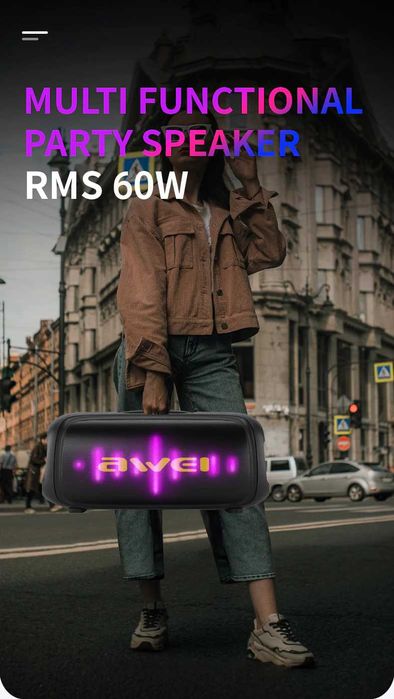 Awei KA29 — Мощная 60W Портативная Колонка с RGB. Есть доставка