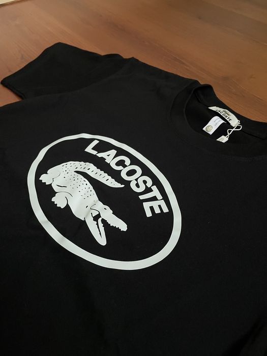 Мъжки тениски Lacoste с голямо лого – Черна и Бяла – Чисто нови!