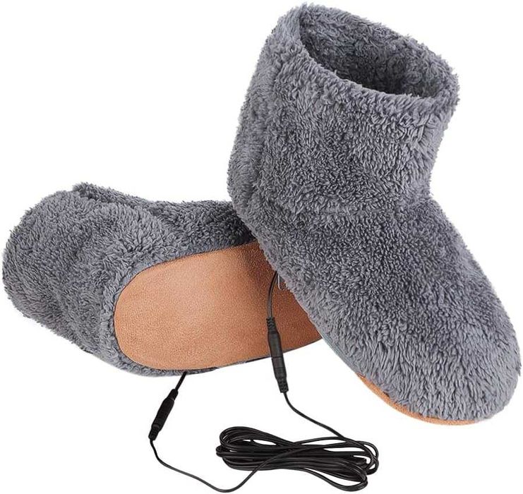 USB електрически отопляеми пантофи– плюшени, до 55°C, размер EU 39-43