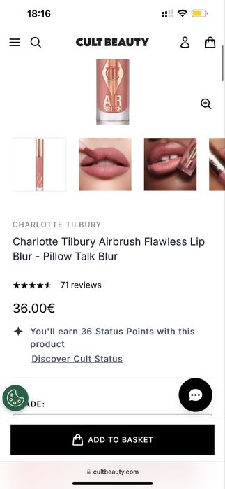Течно матово червило Charlotte Tilbury цвят Pillow Talk blur