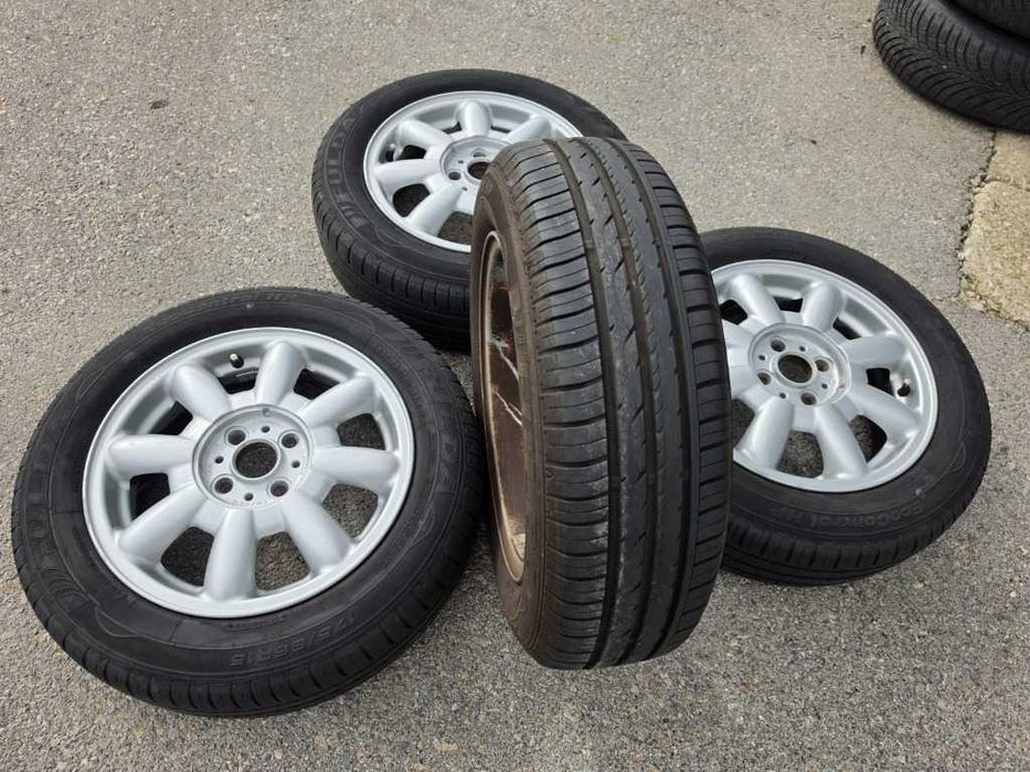 4 бр. Летни гуми 175/65 R15 с алуминиеви джанти 4x100 Mini