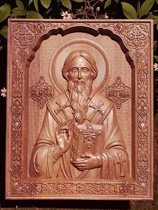 Икона на Исус Христос - авторска дърворезба