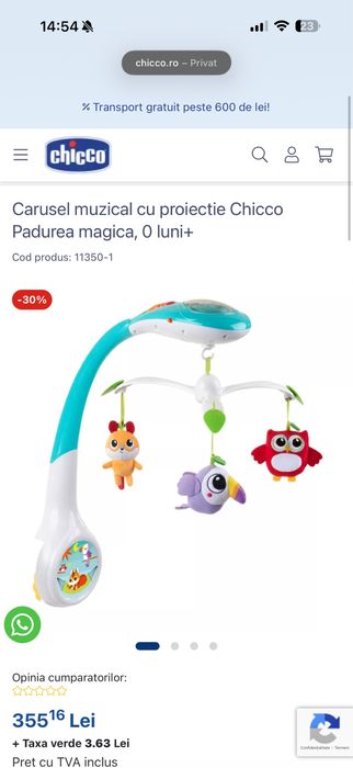 Carusel muzical cu proiectie Chicco
