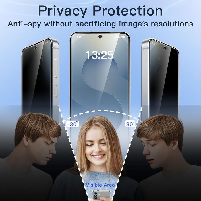 Privacy 5d стъклен протектор за samsung galaxy s25 fe - anti spy