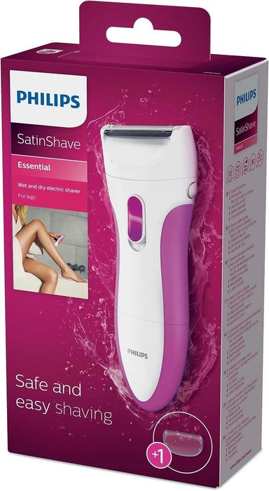 Philips SatinShave Essential Електрическа самобръсначка за крака за жени, безжична, за мокро и сухо бръснене, HP6341/00