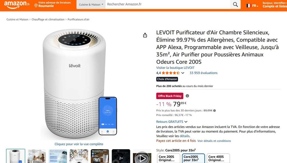 Purificator de aer silențios LEVOIT Core 200S