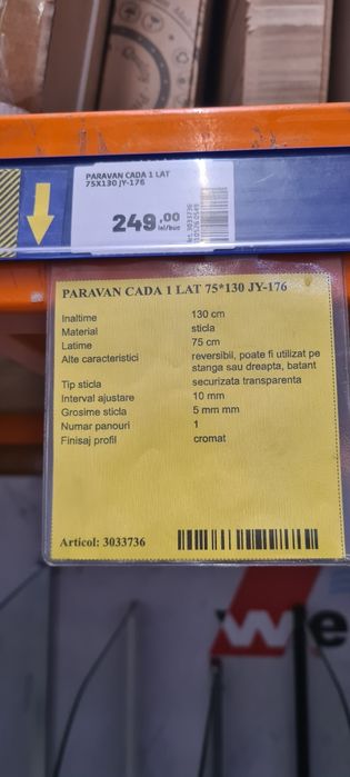 Usa/paravan de sticla cadă duș 130x75