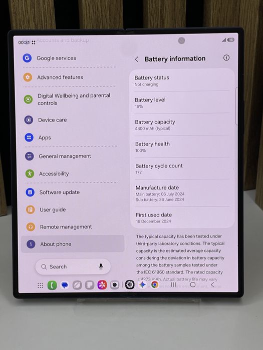 Samsung Z Fold 6 256Gb 12Gb ram 100% bat (177 cicluri) Garantie #62555