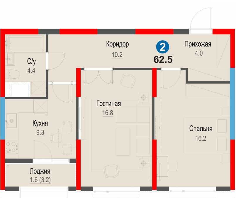 ЖК NRG-BI 2к квартира 62.5м² у метро Янгиабад. Ипотека=14 022у.е.(S)