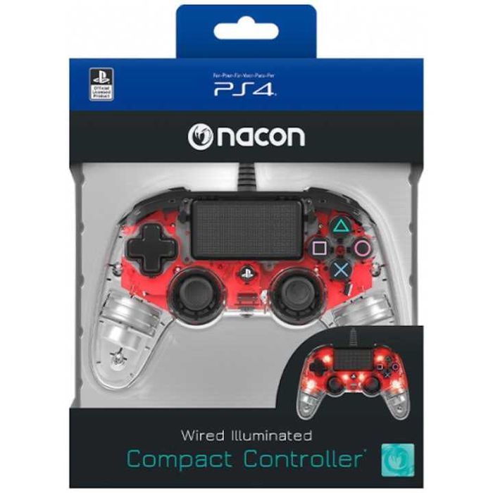 Controller cu fir Nacon Light pentru Playstation 4, Rosu