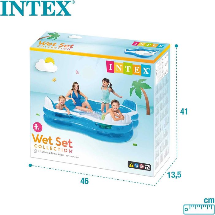 Надуваем басейн Intex 229 х 66 см 4 седалки