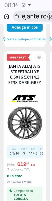 Jante aliaj ATS R16