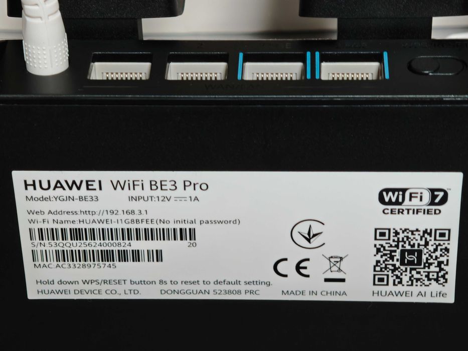 Huawei Wifi Be3 Pro, Wifi 7, 3.6 Gbit/s, смарт антена, бърз рутер