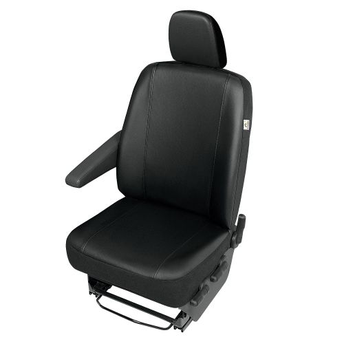 Husa auto scaun sofer Practical DV1 imitatie piele neagra pentru Ford Transit Custom 2013-2017 si Transit Custom 2017-