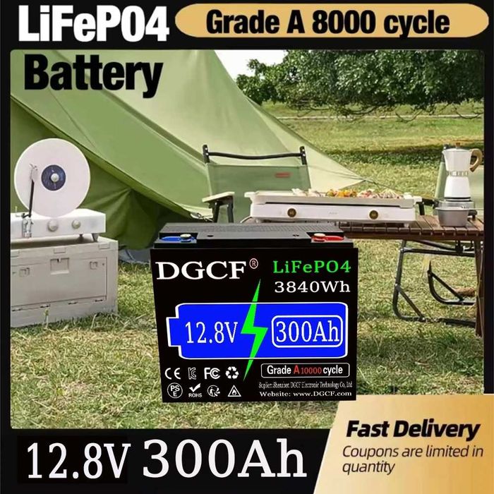 Baterie LiFePO4 Litiu 12V 6400Wh 500Ah, cu BMS de 200A integrat, baterie reincarcabila, potrivita pentru RV/Camper, sisteme solare