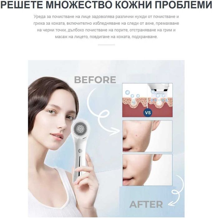 Уред за професионално почистване на лице с функция Ion EMS лифтинг