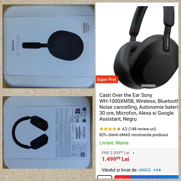 Casti Over the Ear Sony WH-1000XM5 Black