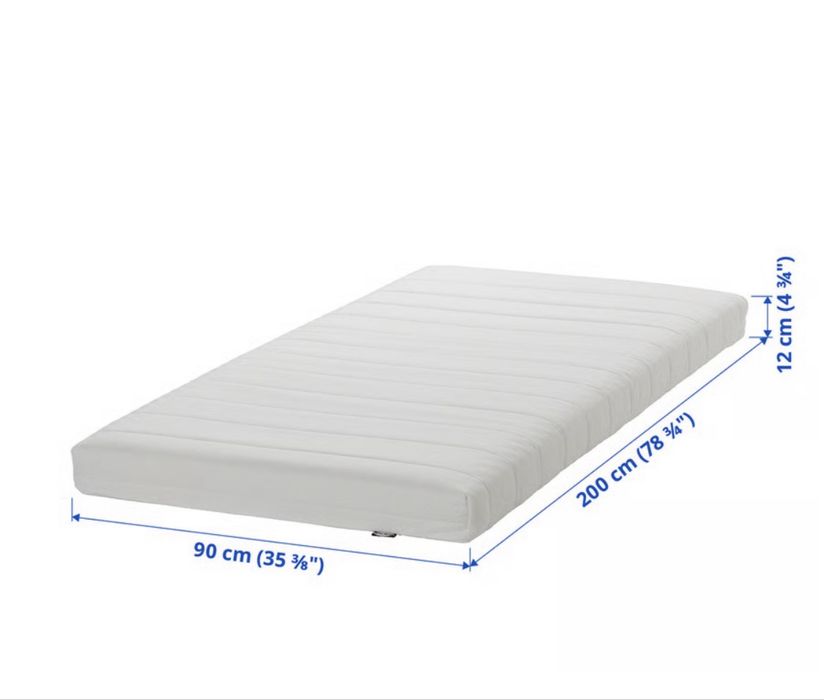 Saltea Ikea din spumă, fermă/alb, 90x200 cm husa detasabila