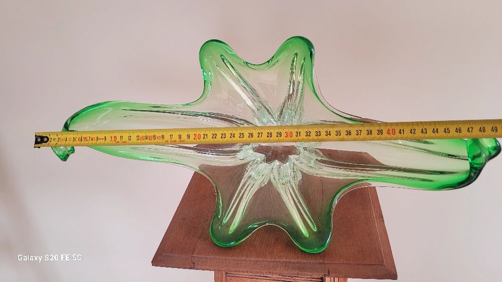 Голяма декоративна кристална купа,фруктйера Мурано Италия