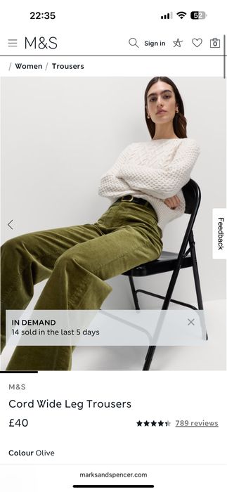 Брюки из вельвета Marks & Spencer - 10 uk