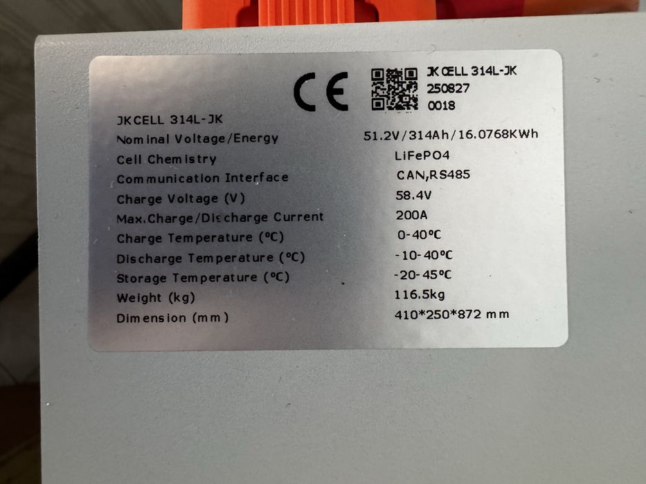 Lifepo4 16kw JKESS соларна батерия 314AH ач 16 киловата акумулатор