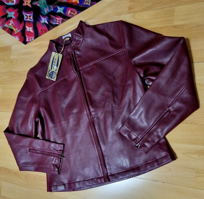 Jacheta dama piele eco Burgundia,super preț