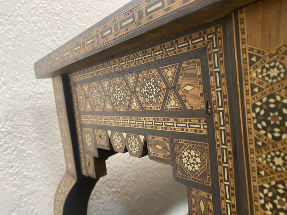 Сирия Damascus инкрустирана маса седеф мозайка 1920 помощна мадичка