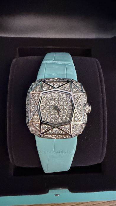 TIFFANY & Co  Carat 128 Facet Watch in White Gold with Diamonds Limited Production Unique Variations High Jewelry Riviera