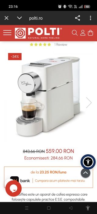Espressor de cafea Polti Coffea S18W