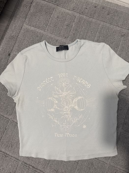 Bershka фланелка с къс ръкав и щампа