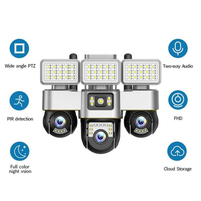 Wifi Тройна PTZ IP Камера 6mp. HD / модел SC30A-W-L