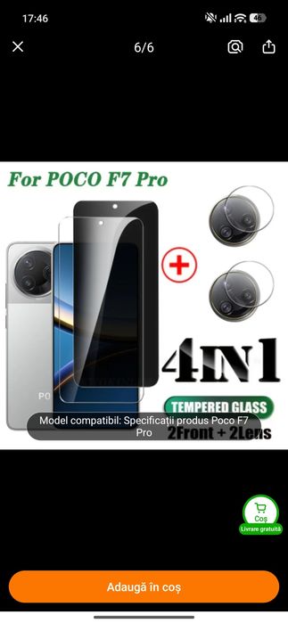 4 huse + 2 folii de sticlă display + camera Poco F7 Pro-Noi