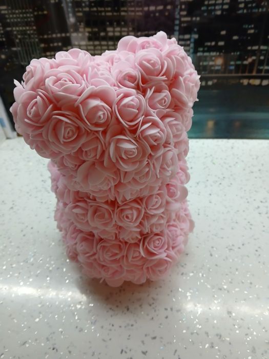 Мече от вечни рози розово