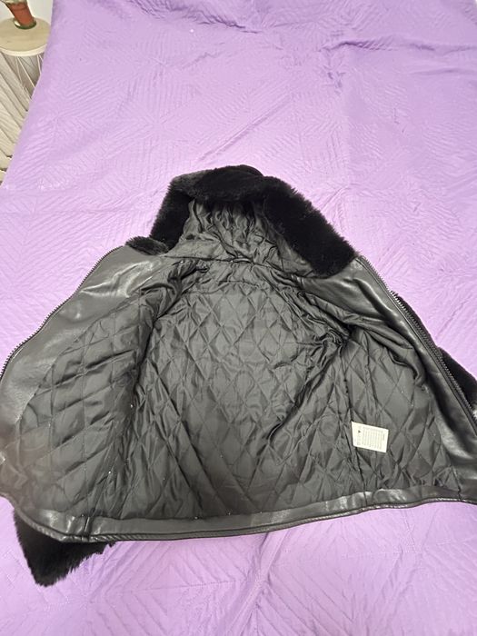 Дамско кожено яке с пух