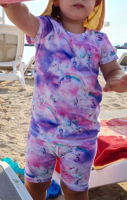 Set 2 piese vara Next, tricou si sort cu unicorni, 92 cm