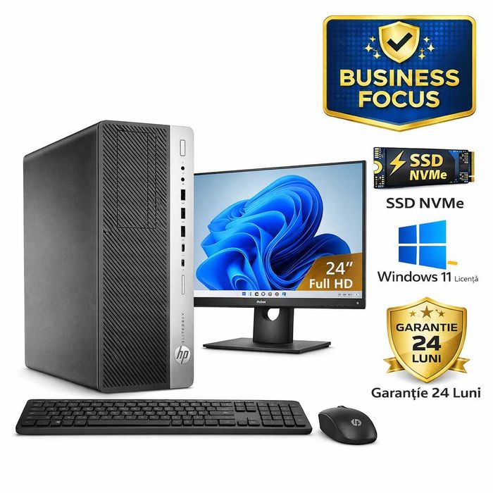PC i7 7700 + Monitor 24" + SSD NVMe Win11 Pro Garantie 24 luni